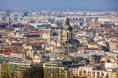 High angle view of buildings in city