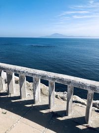 Scenic view of sea against blue sky