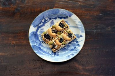 High angle view of cake on plate