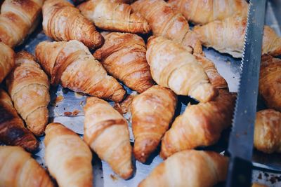 High angle view of croissants in tray