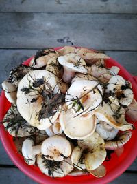 High angle view of vegetables in bowl