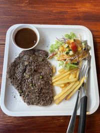High angle view of meal served in plate