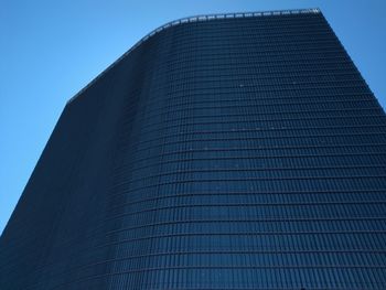 Low angle view of building against clear blue sky