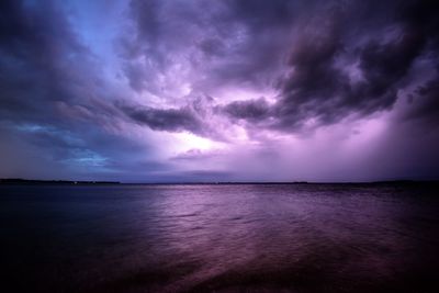 Scenic view of sea against cloudy sky