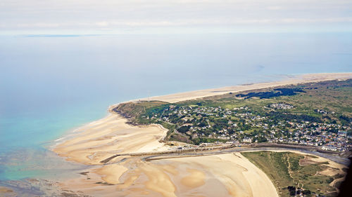 High angle view of beach against sky