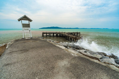 Scenic view of beach against sky