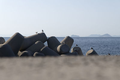 Scenic view of sea against clear sky