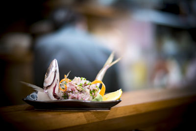 Close-up of food on table