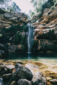 Scenic view of waterfall