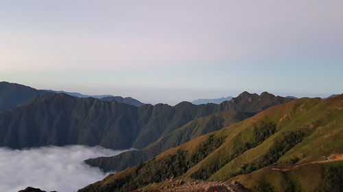 Scenic view of mountains against clear sky