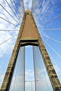 Low angle view of suspension bridge