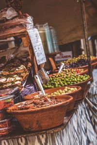 High angle view of food at market stall