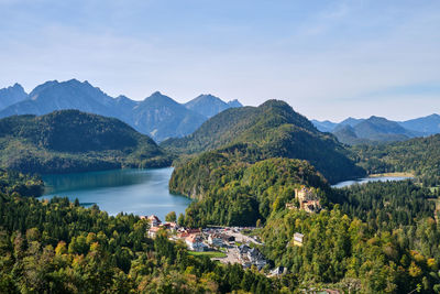 The bavarian alps with hohenschwangau castle and the alpsee