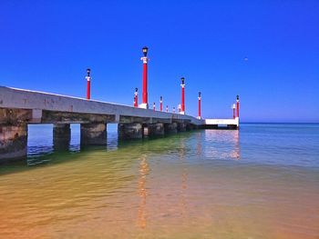 View of sea against blue sky