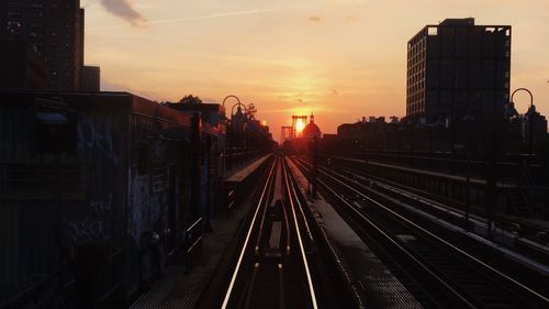 Railroad track at sunset