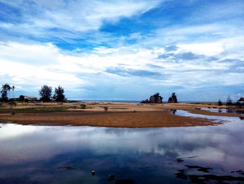 Scenic view of lake against sky