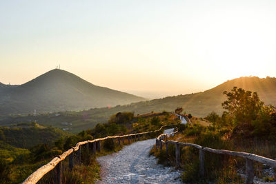 Scenic view of landscape against sky during sunset