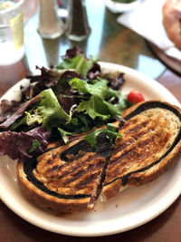 Close-up of meal served in plate