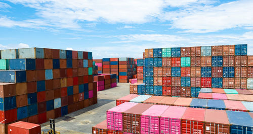 Low angle view of ship in commercial dock