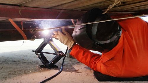 Woman at railroad station