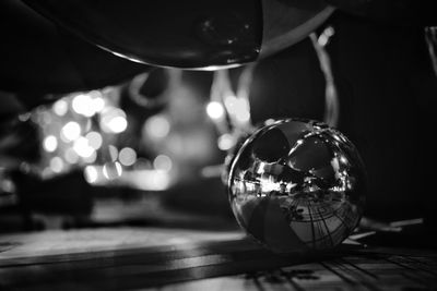 Close-up of christmas decoration on table