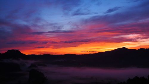 Scenic view of dramatic sky during sunset