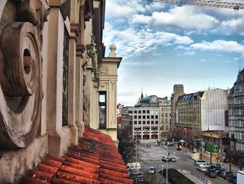 City center hotel room view on wenceslas square in prague. early morning. beautiful destinations