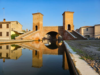 Reflection of building in water