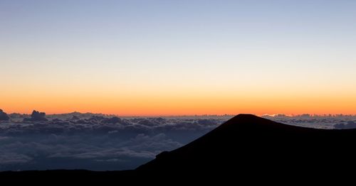 Silhouette of mountain against sky during sunset