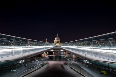 Light trails on bridge at night