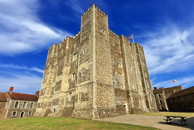 Low angle view of old building against sky