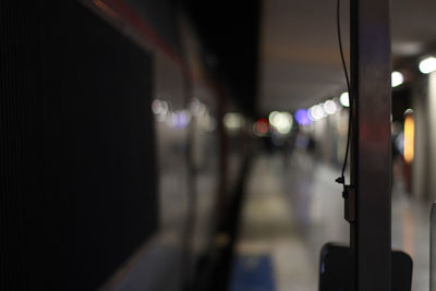 Close-up of train at night