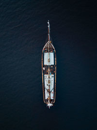 Directly above shot of boat in sea