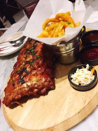 High angle view of food on table