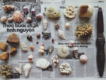 High angle view of food on table