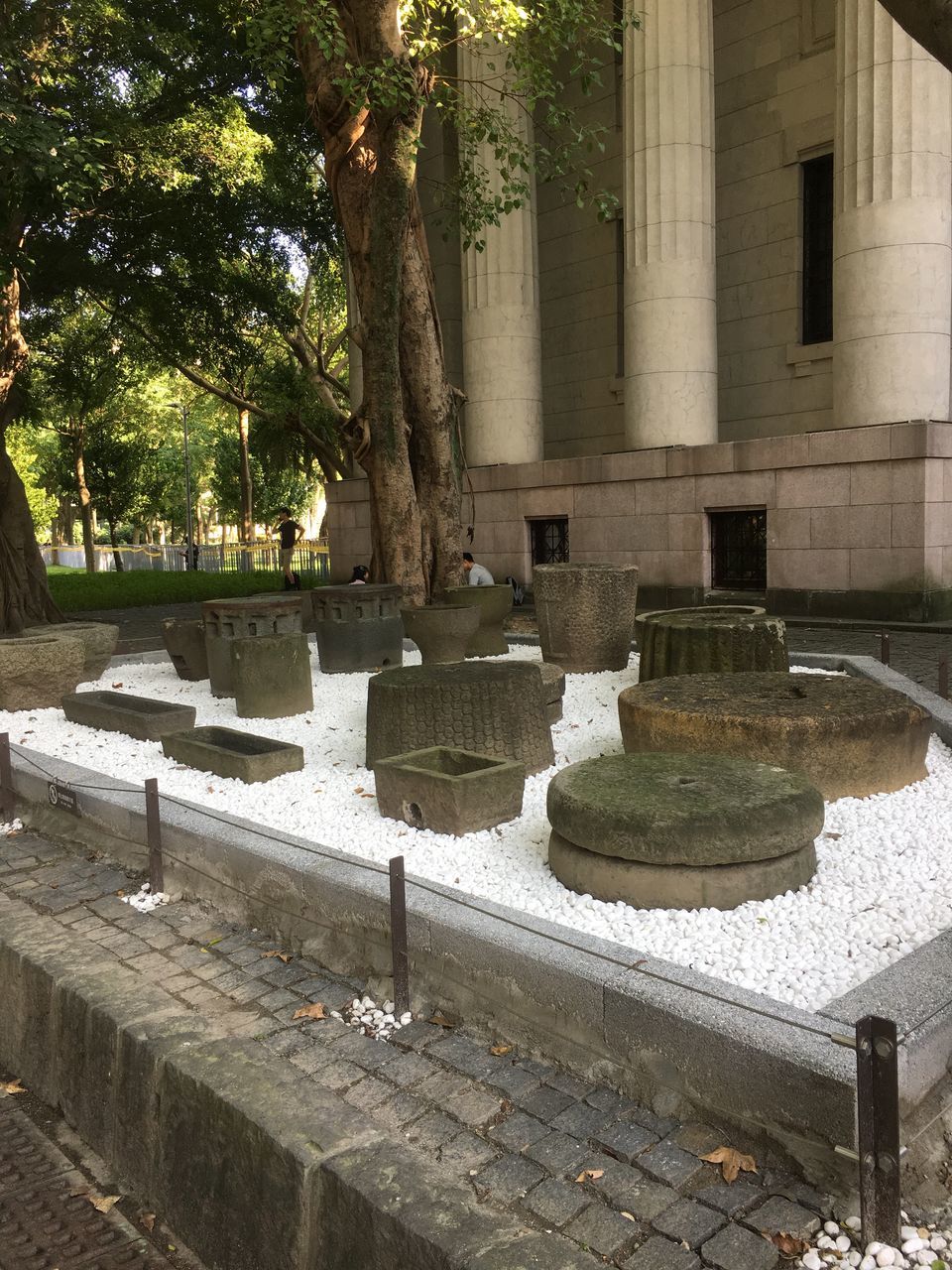 tree, plant, architecture, built structure, nature, water, day, no people, architectural column, outdoors, fountain, religion, building exterior, staircase, tree trunk, stone, grave, the past, trunk