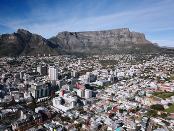 High angle view of buildings in city