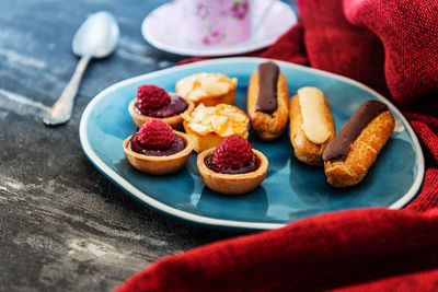 Close-up of breakfast on table