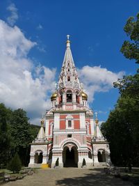 Facade of building against sky