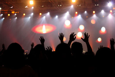 Silhouette people enjoying music concert