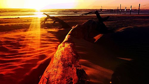 Scenic view of sunset over sea