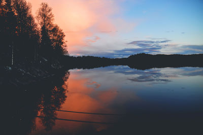 Scenic view of lake at sunset