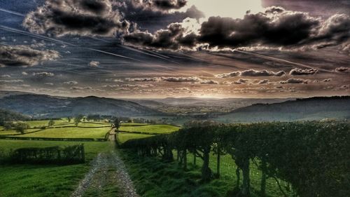 Scenic view of landscape against cloudy sky