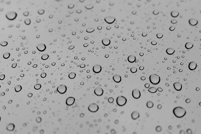 Full frame shot of raindrops on window