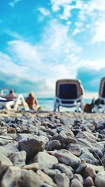 Close-up of stones on beach