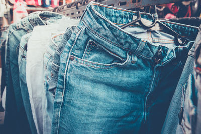 Full frame shot of clothes hanging on display at store