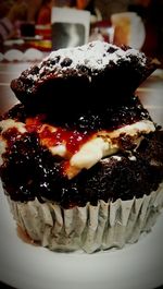 Close-up of cake served on plate