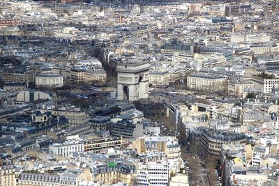 High angle view of buildings in city