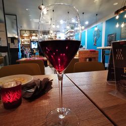 Close-up of wine in glass on table at restaurant