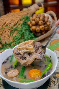 Close-up of food in bowl on table